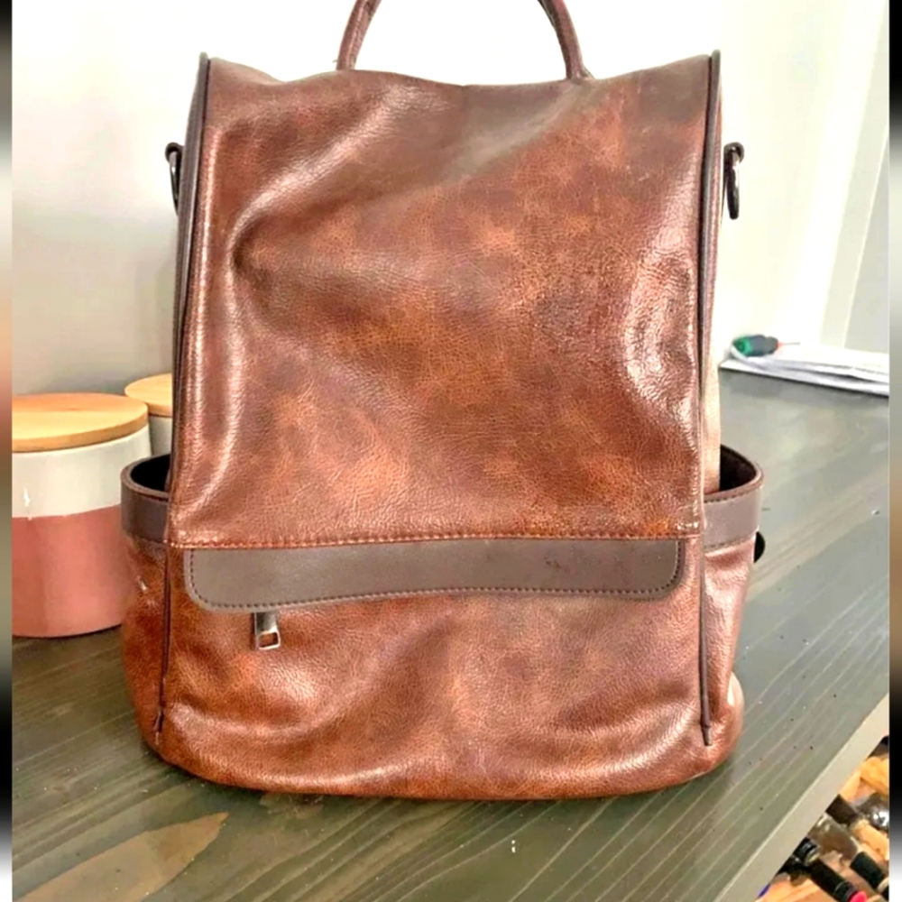 Vegan leather bookbag